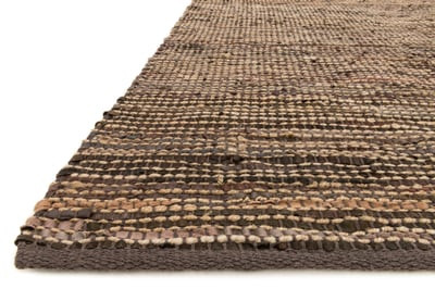 Edge ED-01 Brown Jute/Leather Handwoven Area Rug | Rugs Direct