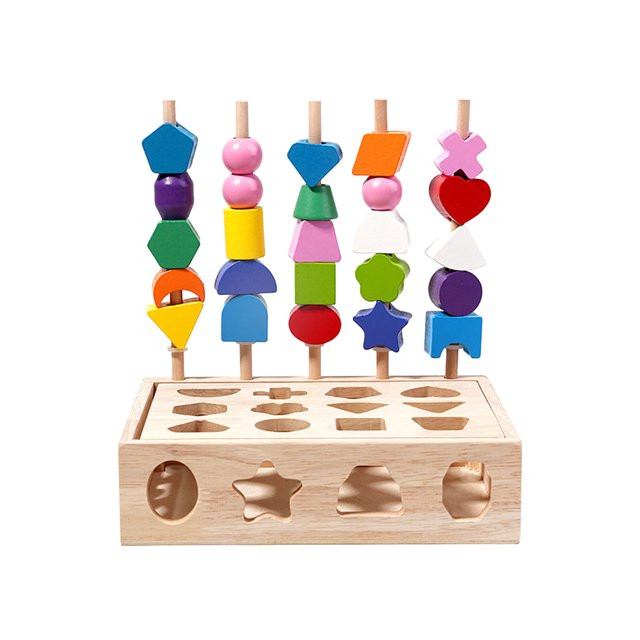 Primegos 1 Set Wooden Beads Sequencing Toy Stacking Lacing Blocks Game Toddlers Fine Motor Skills... | Walmart (US)