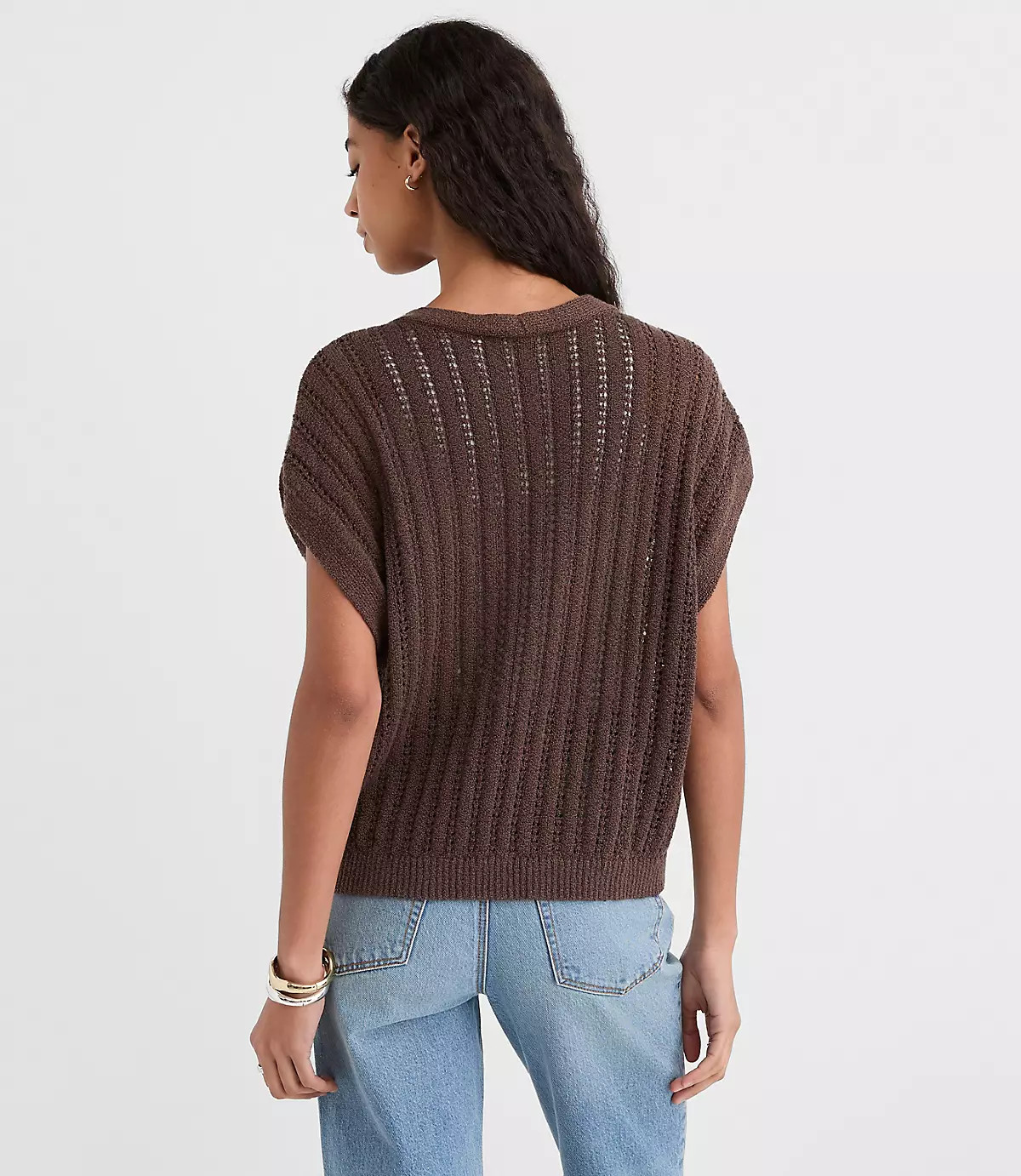 Pointelle Bow Wedge Sweater | LOFT