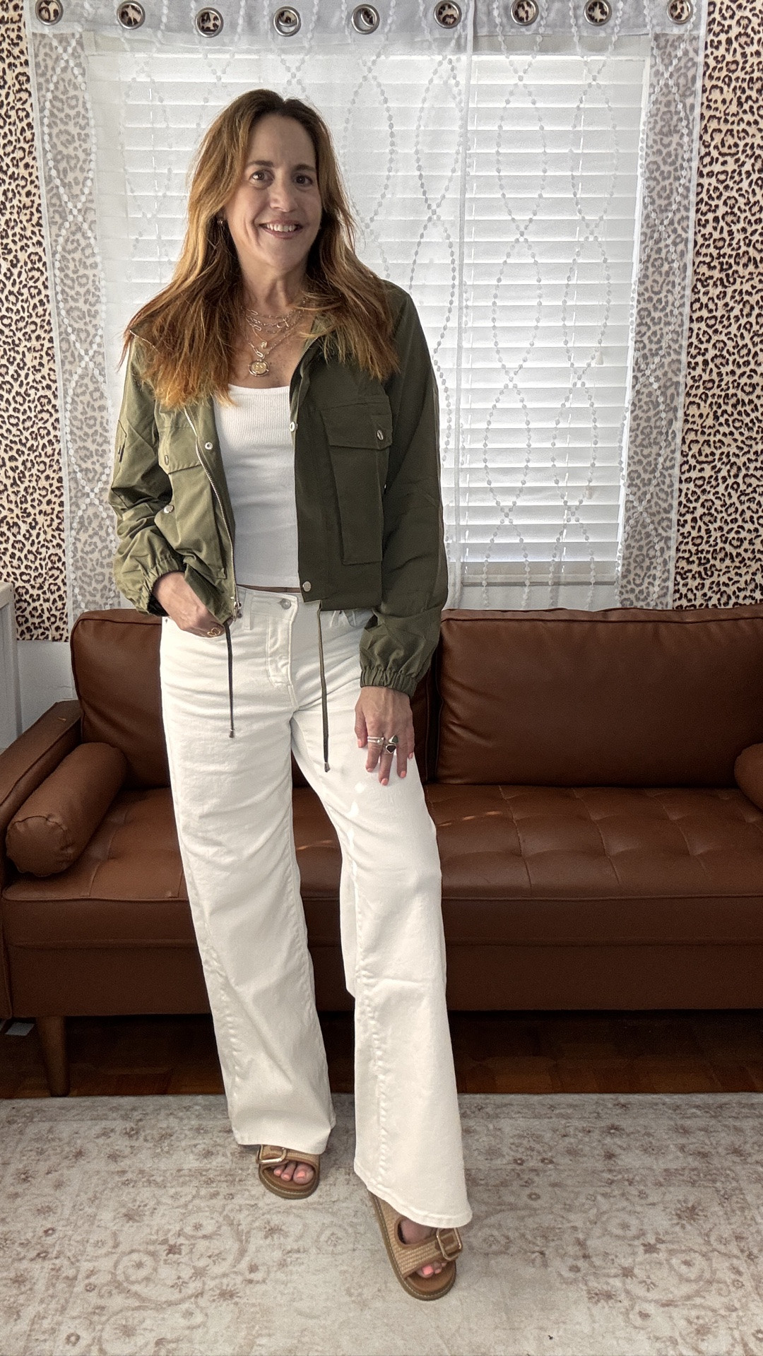 Cargo jacket, lightweight jackets, white denim, white wide leg jeans, shaping jeans

Jacket- L tts
Jeans- 30 some stretch tts
Braless tank- L tts
Shoes- tts but if you have a wide foot they probably will not work

#LTKgrwm #LTKootd #LTKOver40