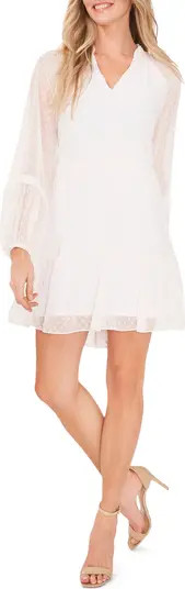 Clip Dot Ruffle Long Sleeve Shift Dress | Nordstrom