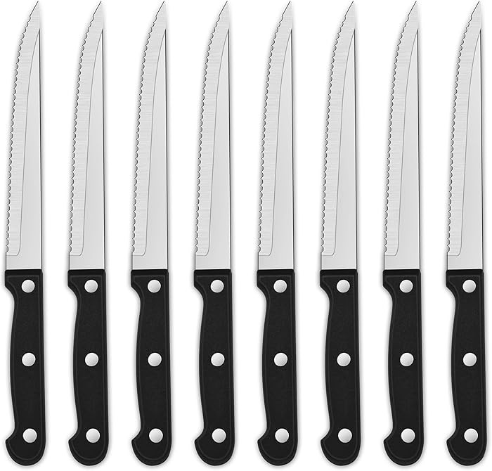 Sharp Serrated Steak Knives Set,Set Of 8 Stainless Steel Kitchen Knife Set,Dinner Knife For BBQ,B... | Amazon (US)