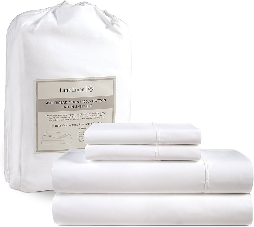 LANE LINEN Full Size Sheet Sets - 4 Pc Full Size Sheets, 450 Thread Count 100% Cotton Sateen Bed ... | Amazon (CA)