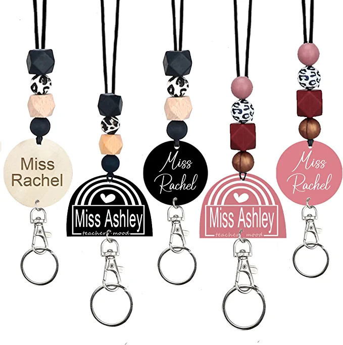 Personalized Teacher Lanyards for Id Badges and Keys, Cute Beaded Lanyards for Women with Keychai... | Amazon (US)