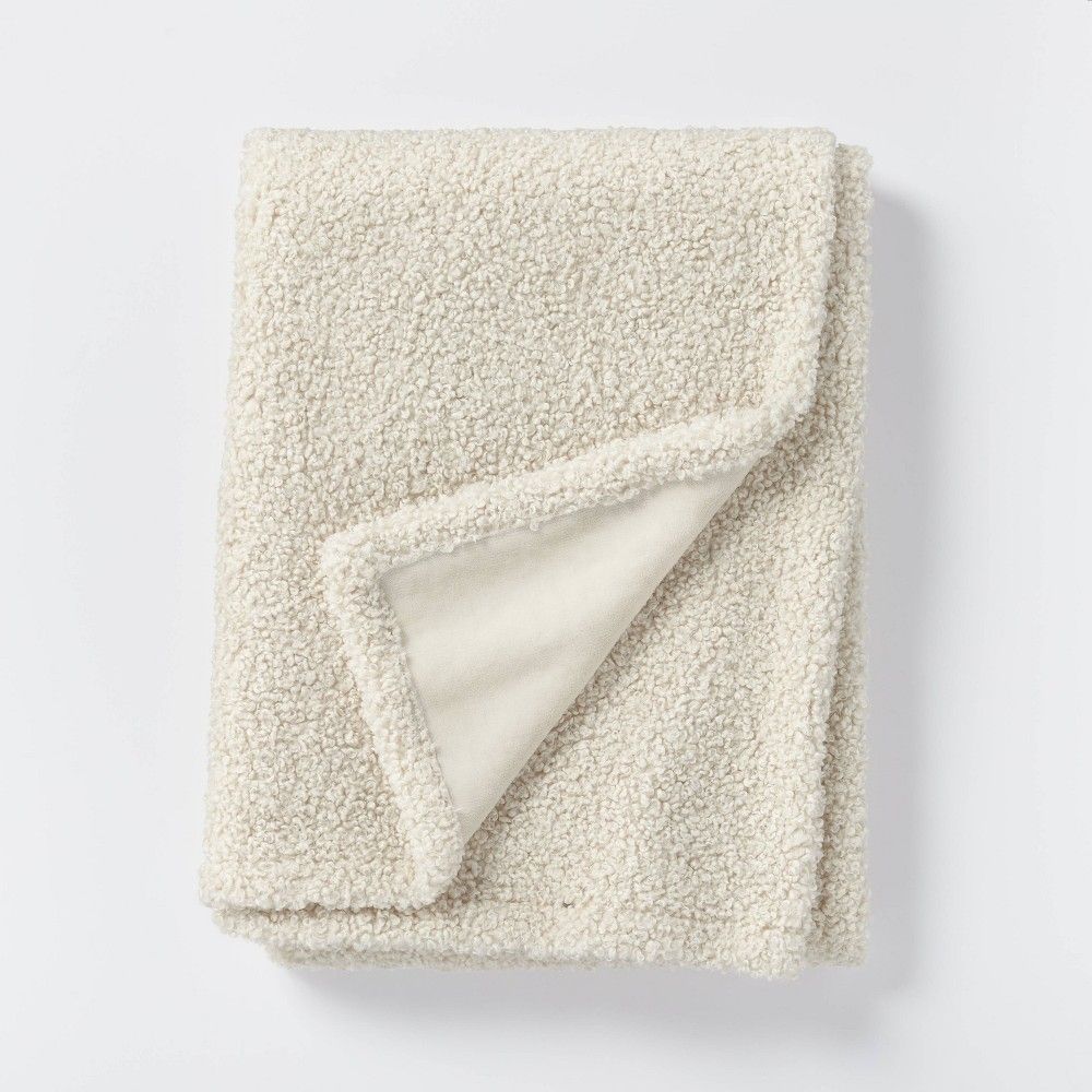 Boucle with Plush Reverse Throw Blanket Cream - Threshold designed with Studio McGee | Target