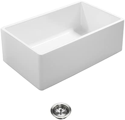 Sinkology K986-B66 Austen Farmhouse/Apron-Front 33 in. Single Bowl Strainer Drain Fireclay Kitchen S | Amazon (US)