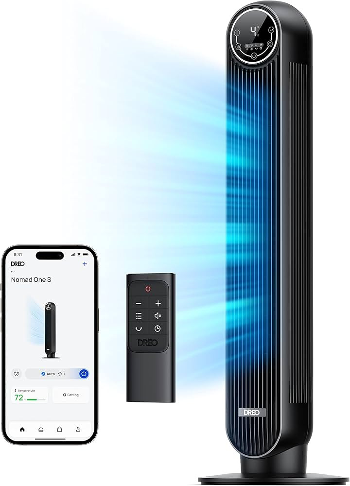 Dreo Tower Fan for Bedroom, Smart Oscillating Quiet Floor Fans, Standing Bladeless Fan with Remot... | Amazon (US)