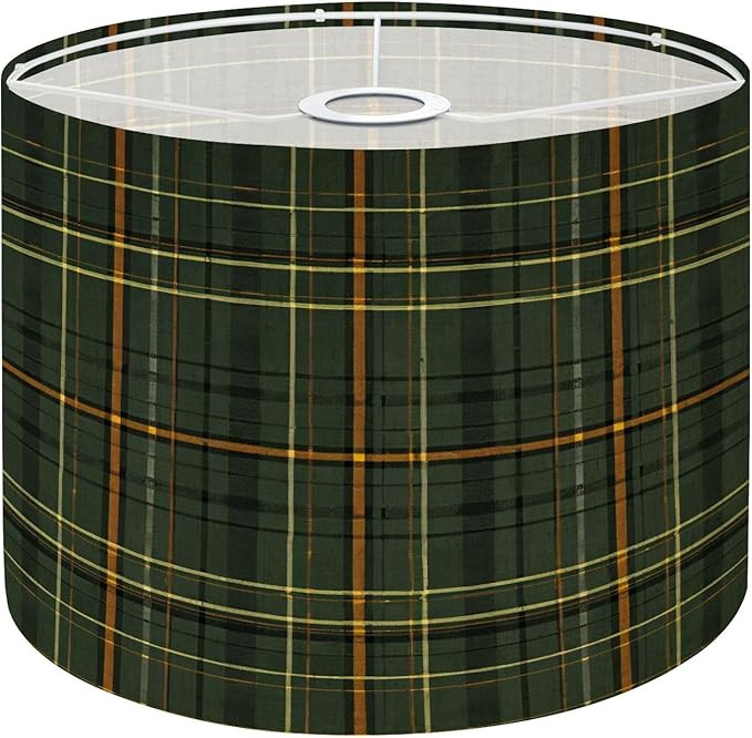 Plaid pattern brown green Herringbone textured seamless tartan check Drum Lamp, Lamp Shades - 11"... | Amazon (US)