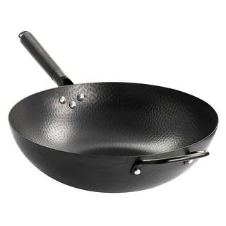 13 Inch Heavy Gauge Carbon Steel Wok in Black | Overstock.com Shopping - The Best Deals on Pots/P... | Bed Bath & Beyond
