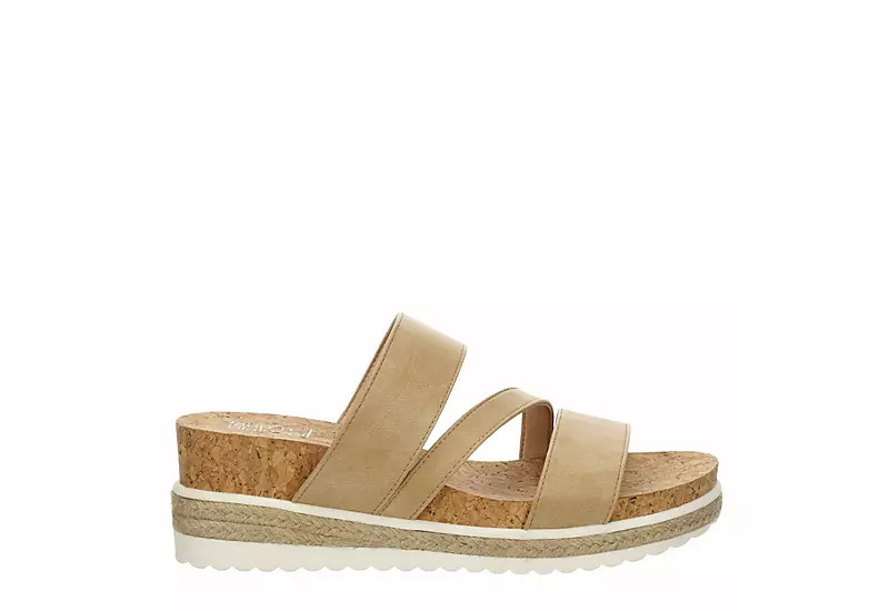 Lauren Blakwell Womens Cindy Wedge Sandal - Beige | Rack Room Shoes