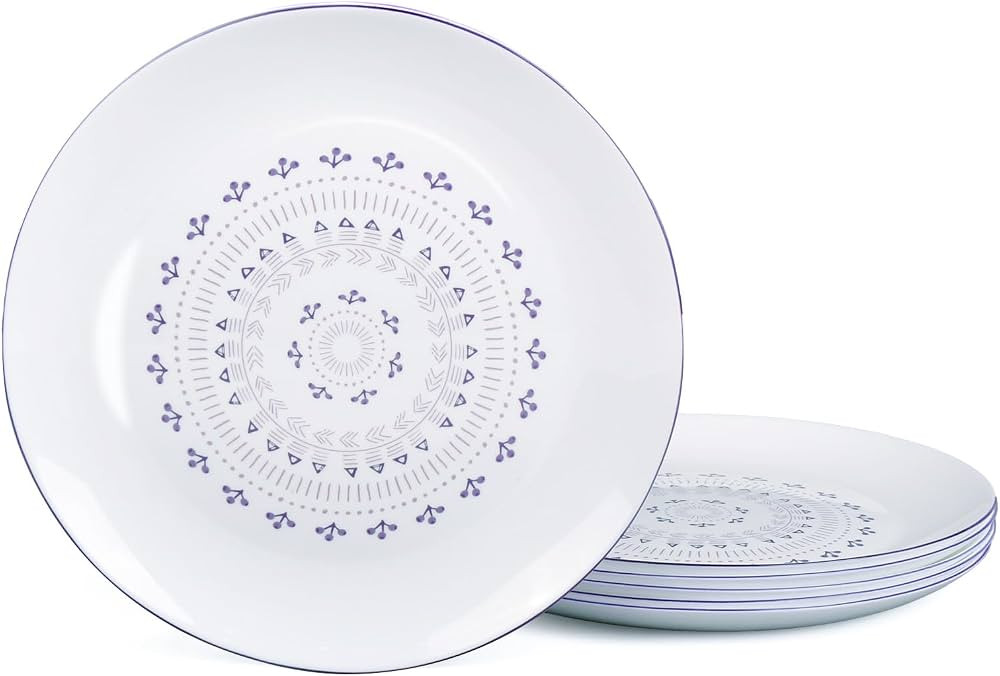 Juego de 6 platos llanos de 10.5 pulgadas, ligeros platos redondos de vidrio de ópalo, aptos par... | Amazon (US)
