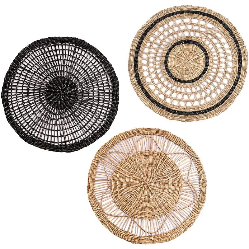 Set 3 Of African Wall Baskets, Flat Boho Wall Baskets, Seagrass Wall Basket Decor, Round Decorati... | Wayfair Professional