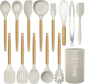 14 Pcs Silicone Cooking Utensils Kitchen Utensil Set - 446°F Heat Resistant,Turner Tongs,Spatula... | Amazon (US)