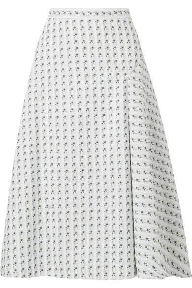 Erdem - Mina Floral-jacquard Midi Skirt - White | NET-A-PORTER (US)