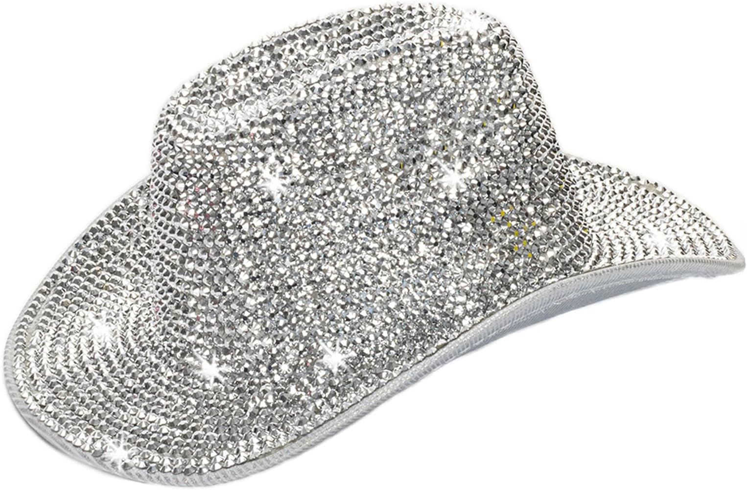 Silver Rhinestone Western Cowboy Hat for Womens - Glitter Cowgirl Hat for Disco Parties and Costu... | Amazon (US)