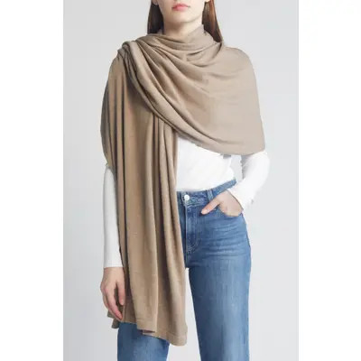 Nordstrom Transitional Knit Travel Wrap in Black Rock Heather at Nordstrom | Nordstrom