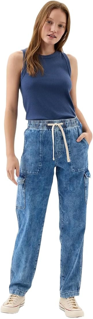 GAP Women's Easy Pant Denim Cargo | Amazon (US)