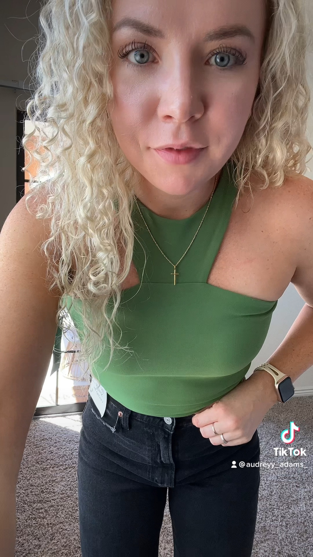 Full video is in my TikTok! All tops are a size medium and denim is a 27R