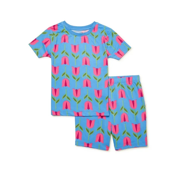 Major Cuddles Girls Short Sleeve Top with Shorts Pajama Sleep Set, 2-Piece, Sizes 4-16 Plus | Walmart (US)