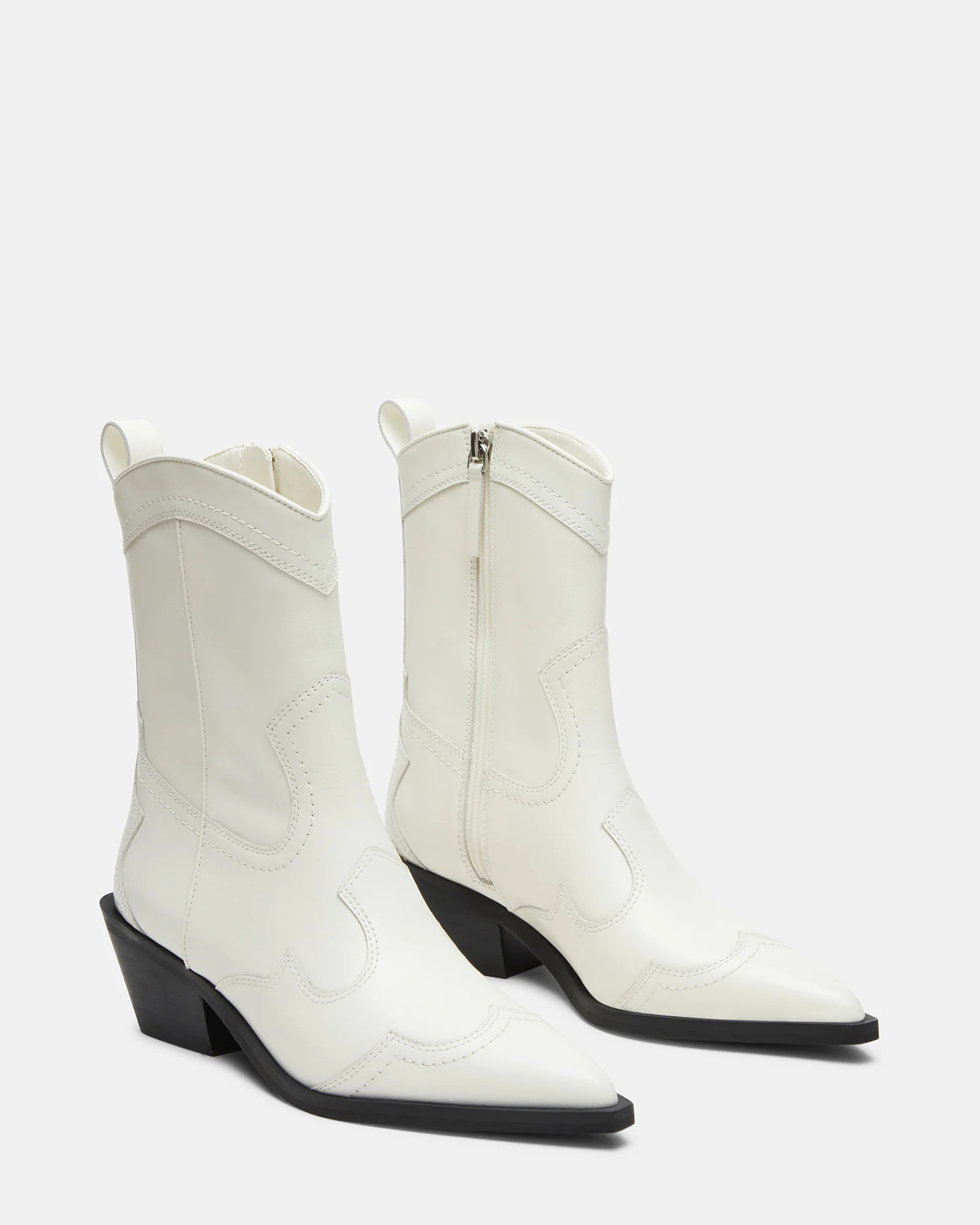 SHAYNE White Leather Cowboy Boots | Women's Designer Booties | Steve Madden (Canada)
