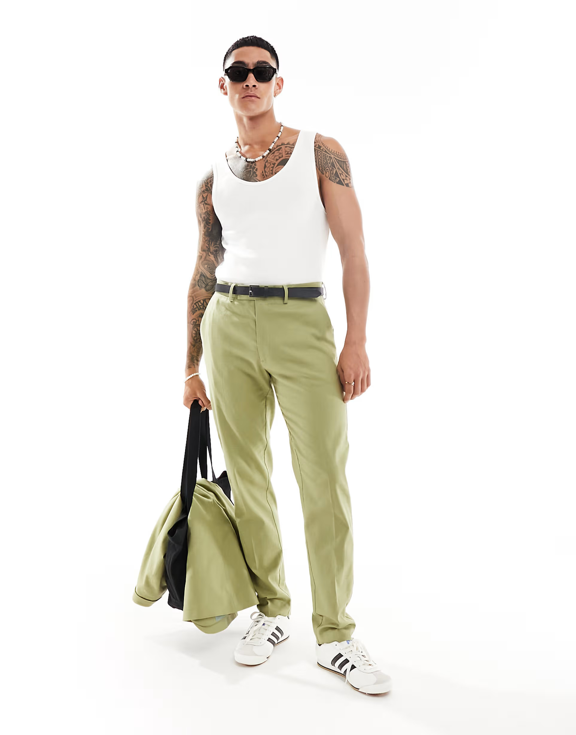 ASOS DESIGN slim linen mix suit pants in sage green | ASOS (Global)