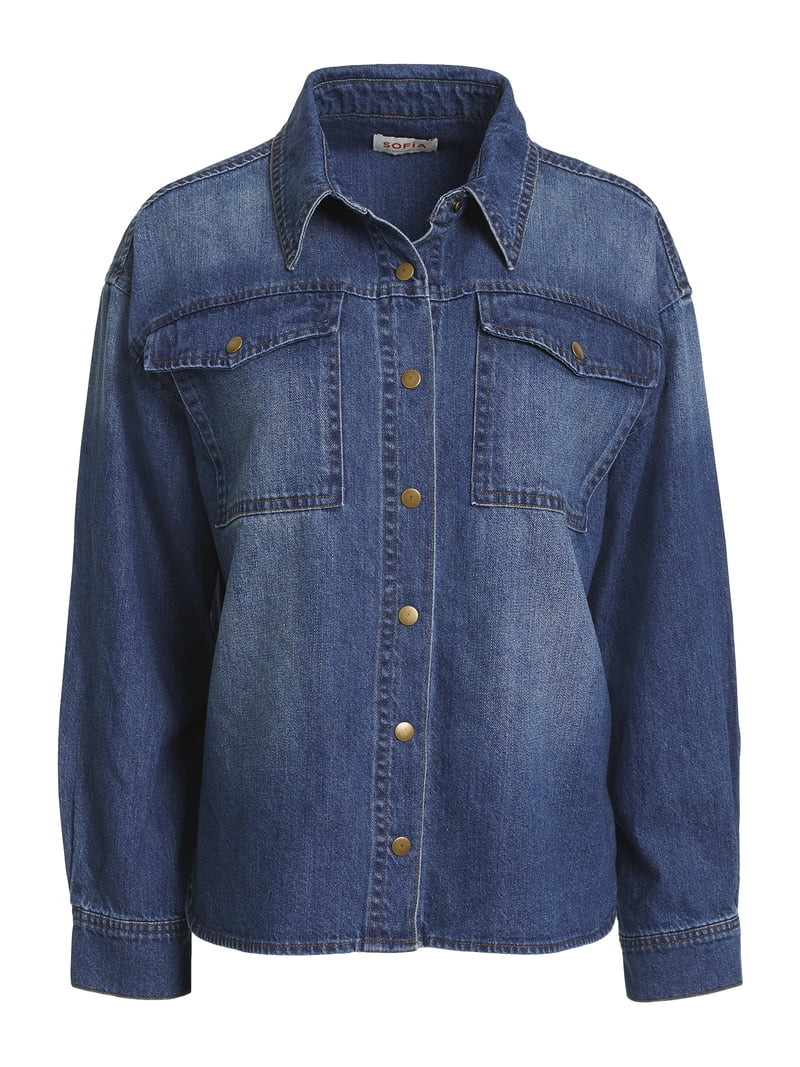 Sofia Vergara Women's Relaxed Boyfriend Shirt, Sizes XS-XXL | Walmart (US)