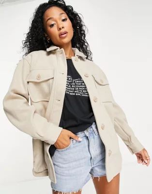 New Look shacket in oatmeal | ASOS (Global)