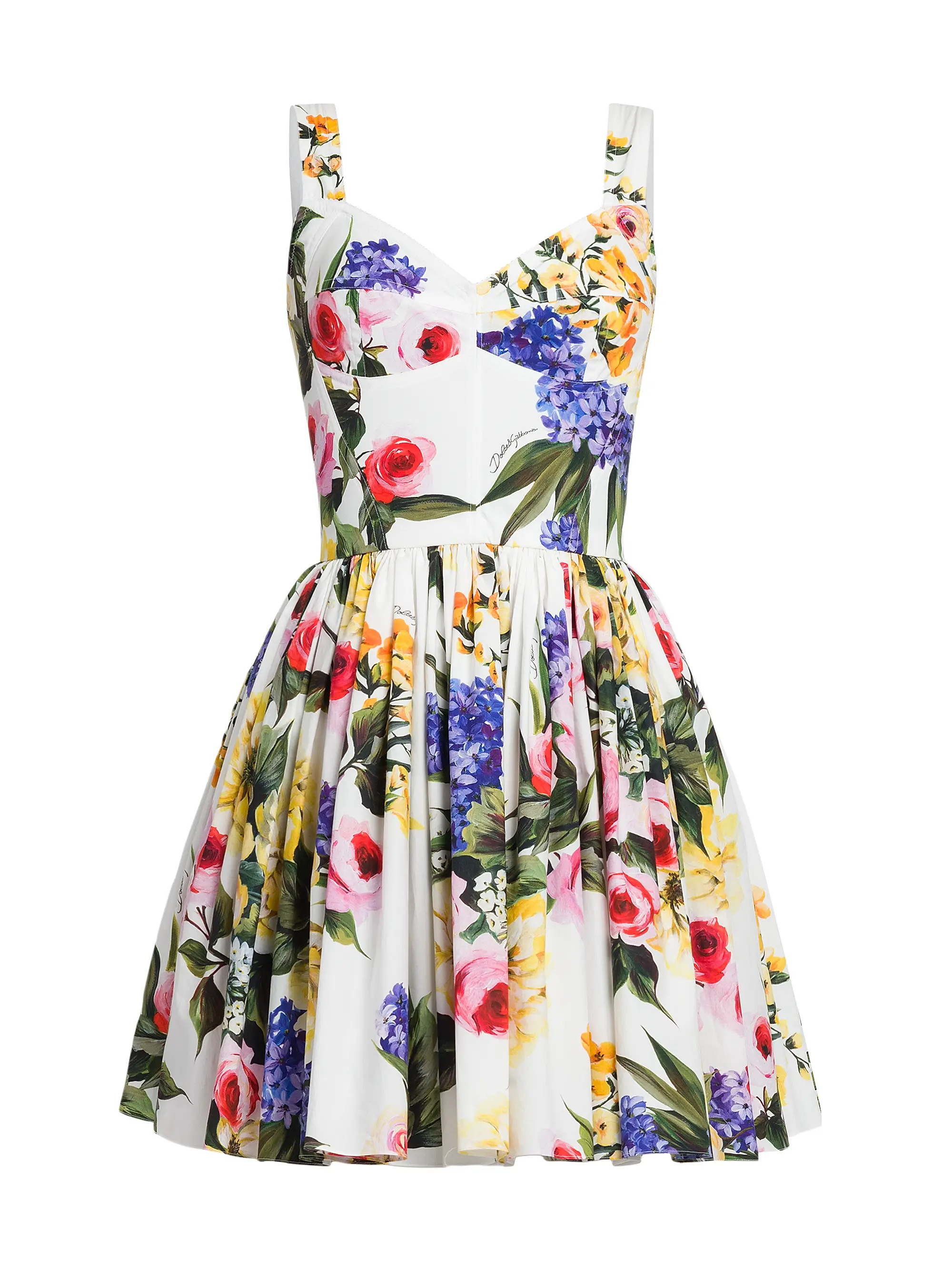 Shop Dolce&Gabbana Floral Poplin Bustier Minidress | Saks Fifth Avenue | Saks Fifth Avenue