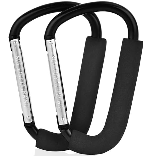 2 Pack Stroller Hooks,6.3" Large Stroller Clips,Stroller Hook for Hanging Diaper Bags and Shopping,Universal Stroller Accessories for Mommy,Large Carabiner Clip Heavy Duty | Amazon (US)