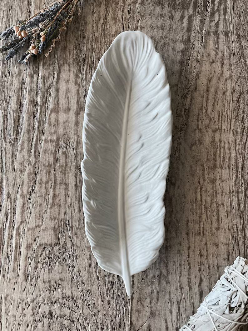 Cement Feather Smudge Dish for Palo Santo, Sage Stick, Incense | Etsy (US)