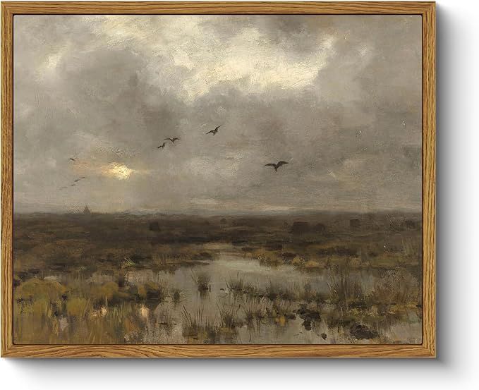 ARPEOTCY Landscape Framed Wall Art, Swamp Grey Sky Living Room Art Decor Aesthetic, 9x11 Inch Can... | Amazon (US)