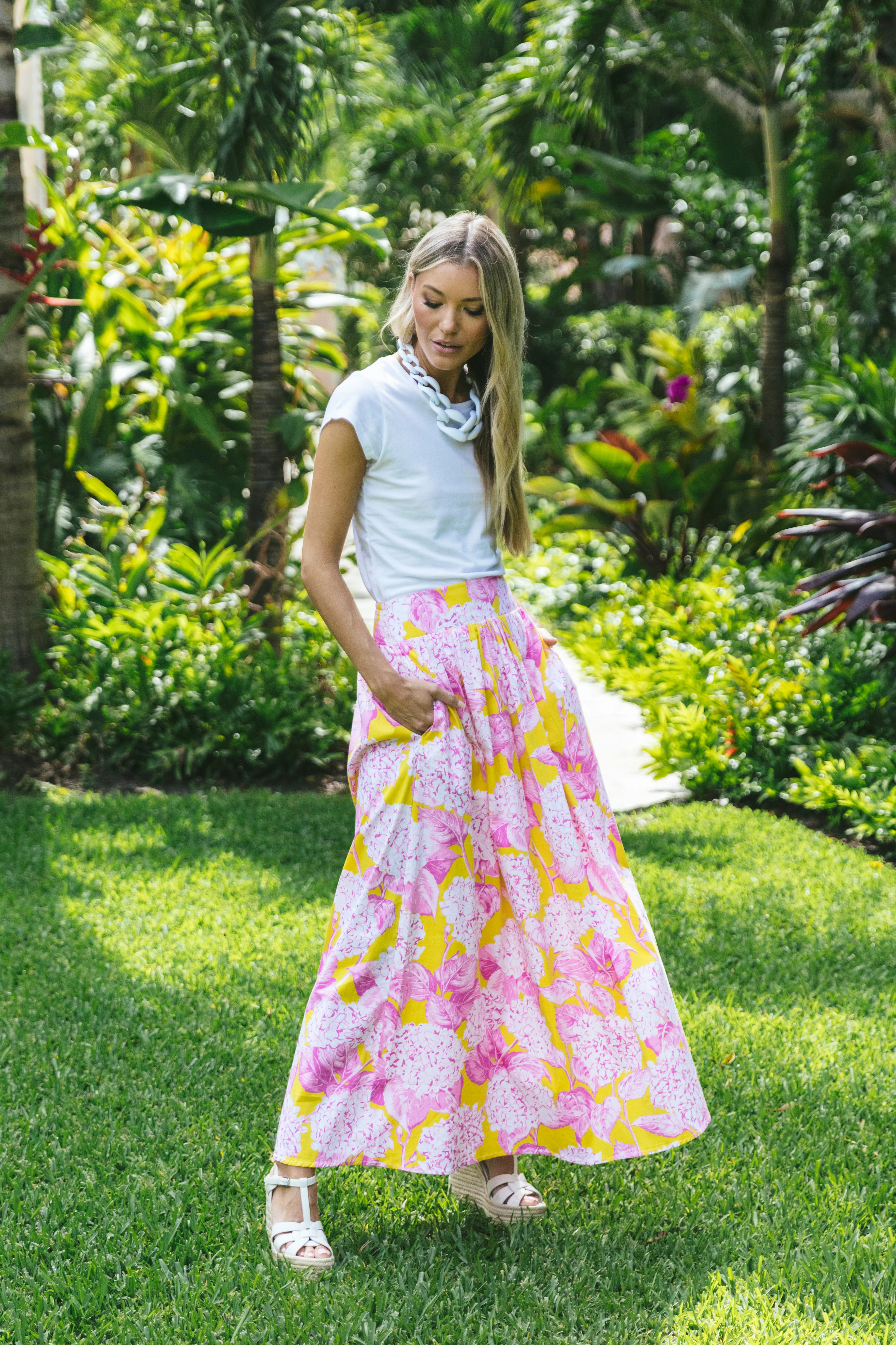 Sheridan French I Spring 2024 I Lillian Skirt in Pink Lemonade Hydrangea | Sheridan French