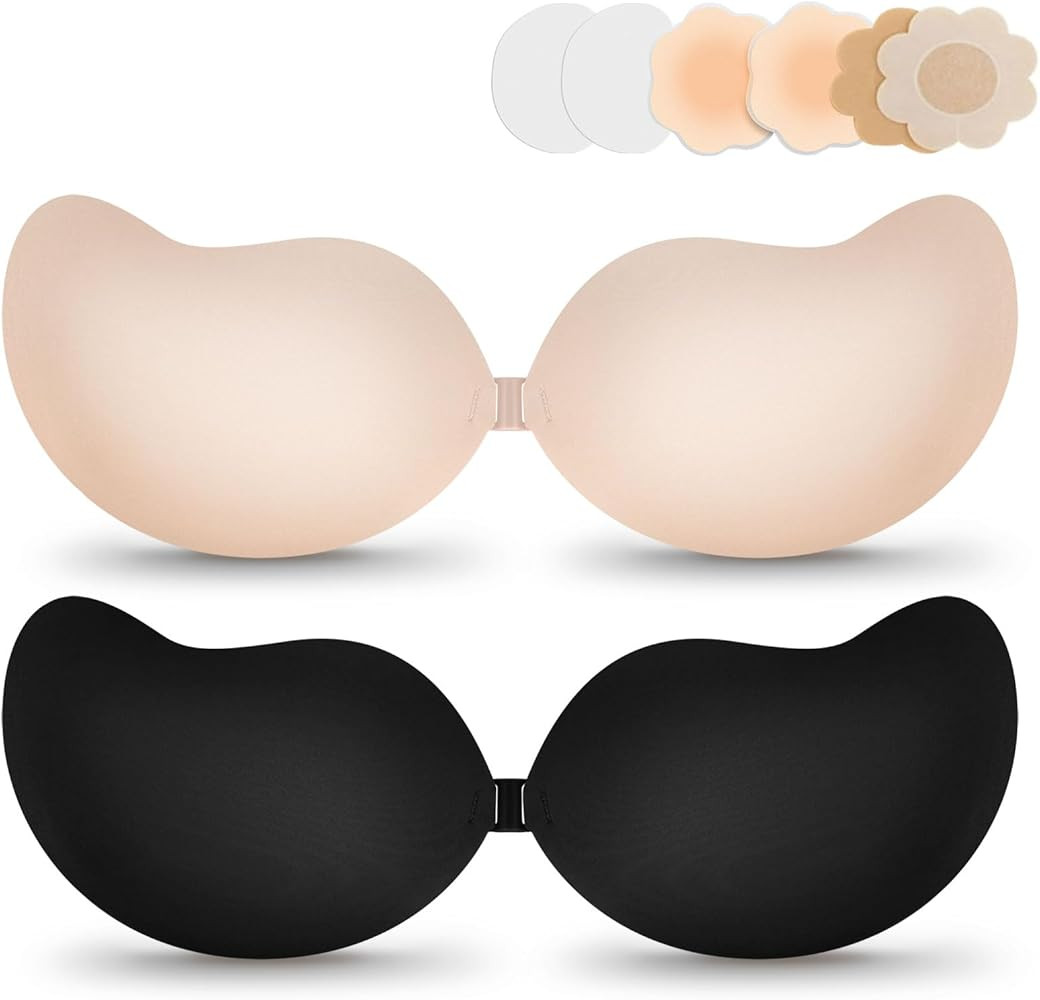 EIDOS Strapless Backless Sticky Push Up Bra - Invisible Adhesive Bra for Women with Nipple Covers... | Amazon (US)