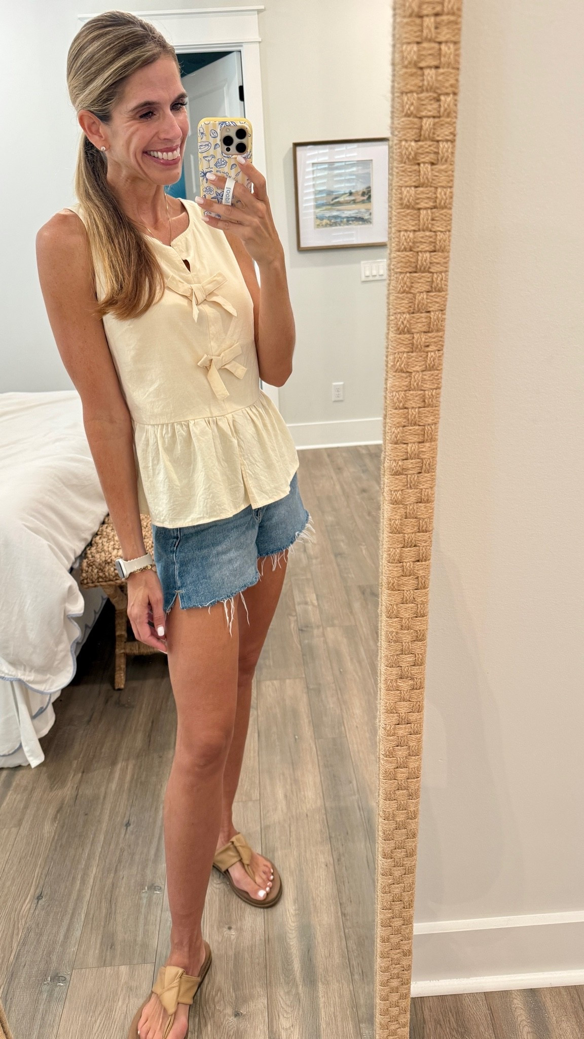 Everyday Mom outfit, Summer casual 
Amazon now top, denim shorts, neutral comfy sandals

#LTKootd #LTKOver40