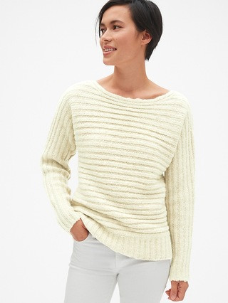 Horizontal Ribbed Boatneck Sweater in Wool-Blend | Gap US