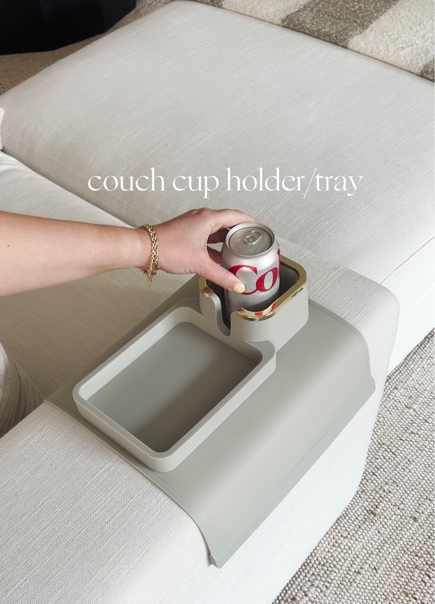 Couch Cup Holder Tray, Elimiko Silicone Anti-Spill and Anti-Slip