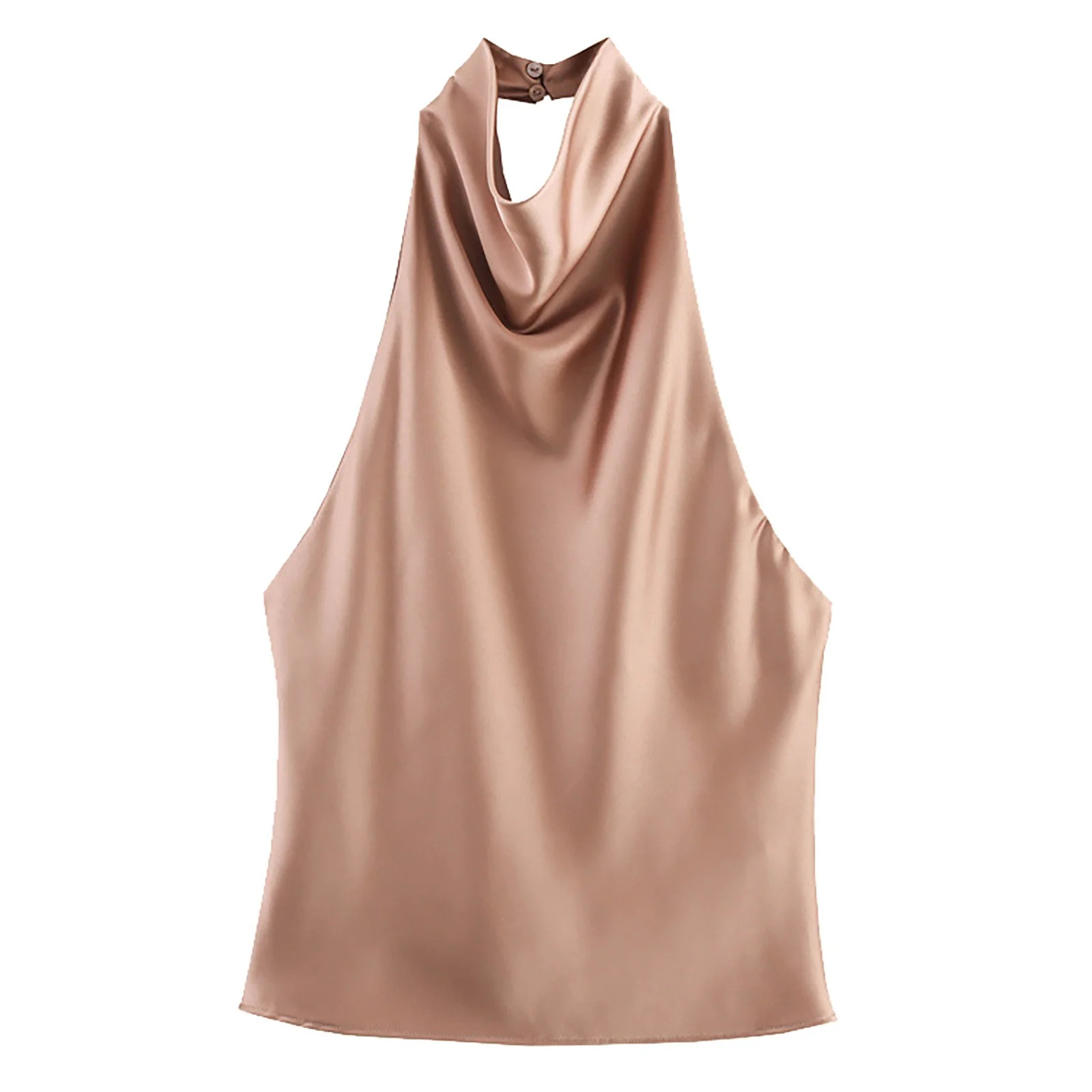 Yigetop Satin Halter Tops for Women, Ladies' Fashionable Casual Texture Hanging Neck Vest Top Dre... | Walmart (US)