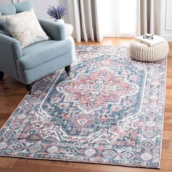 Oriental Handmade Tufted Blue/Red Area Rug | Wayfair North America