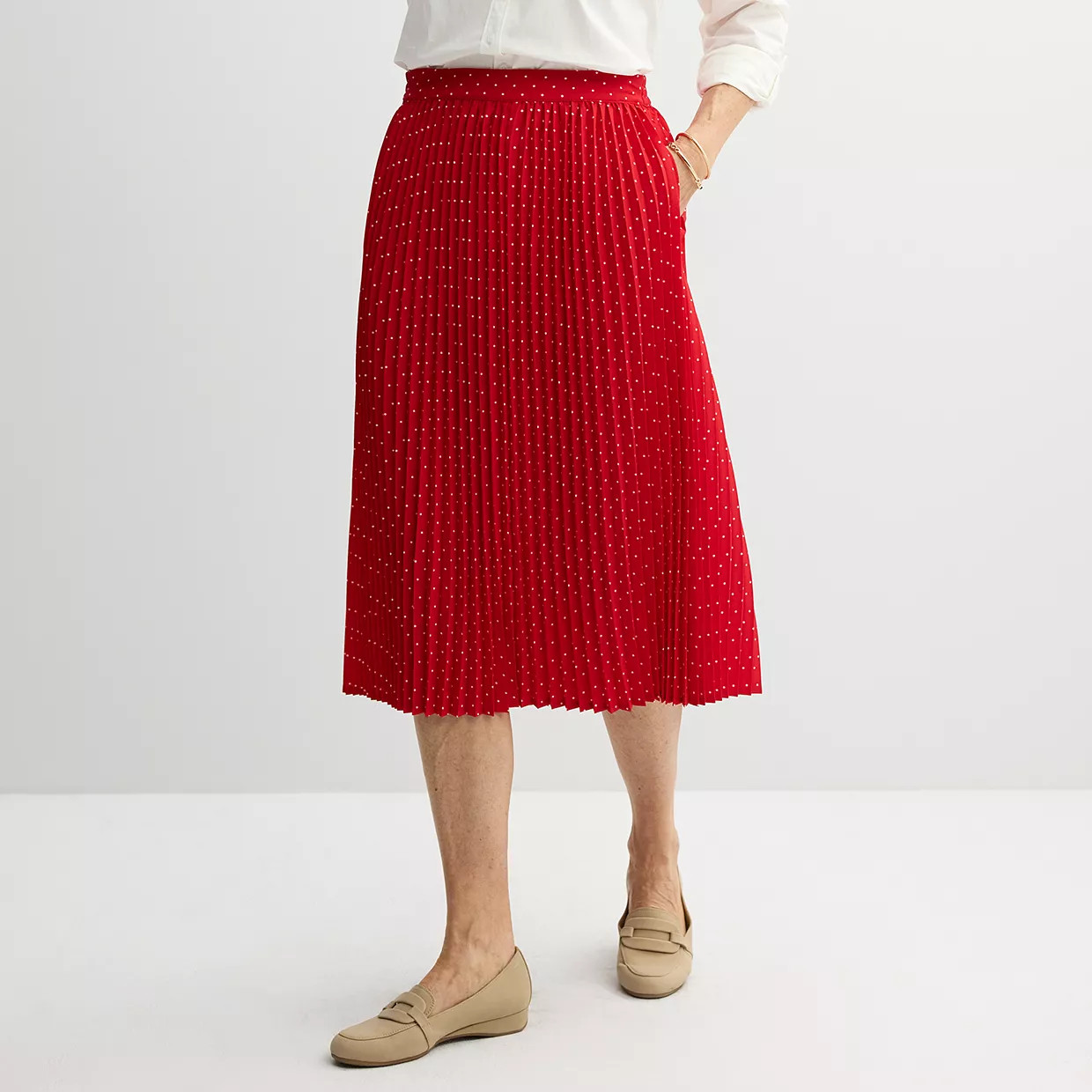 Women's Croft & Barrow® Pleated A-Line Midi Skirt | Kohl's
