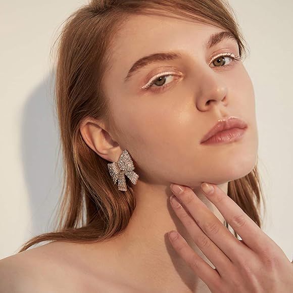 Xerling Pave Crystal Bowknot Stud Earrings Rhinetsones Bow Tie Earrings Delicate Fashion Jewelry ... | Amazon (US)