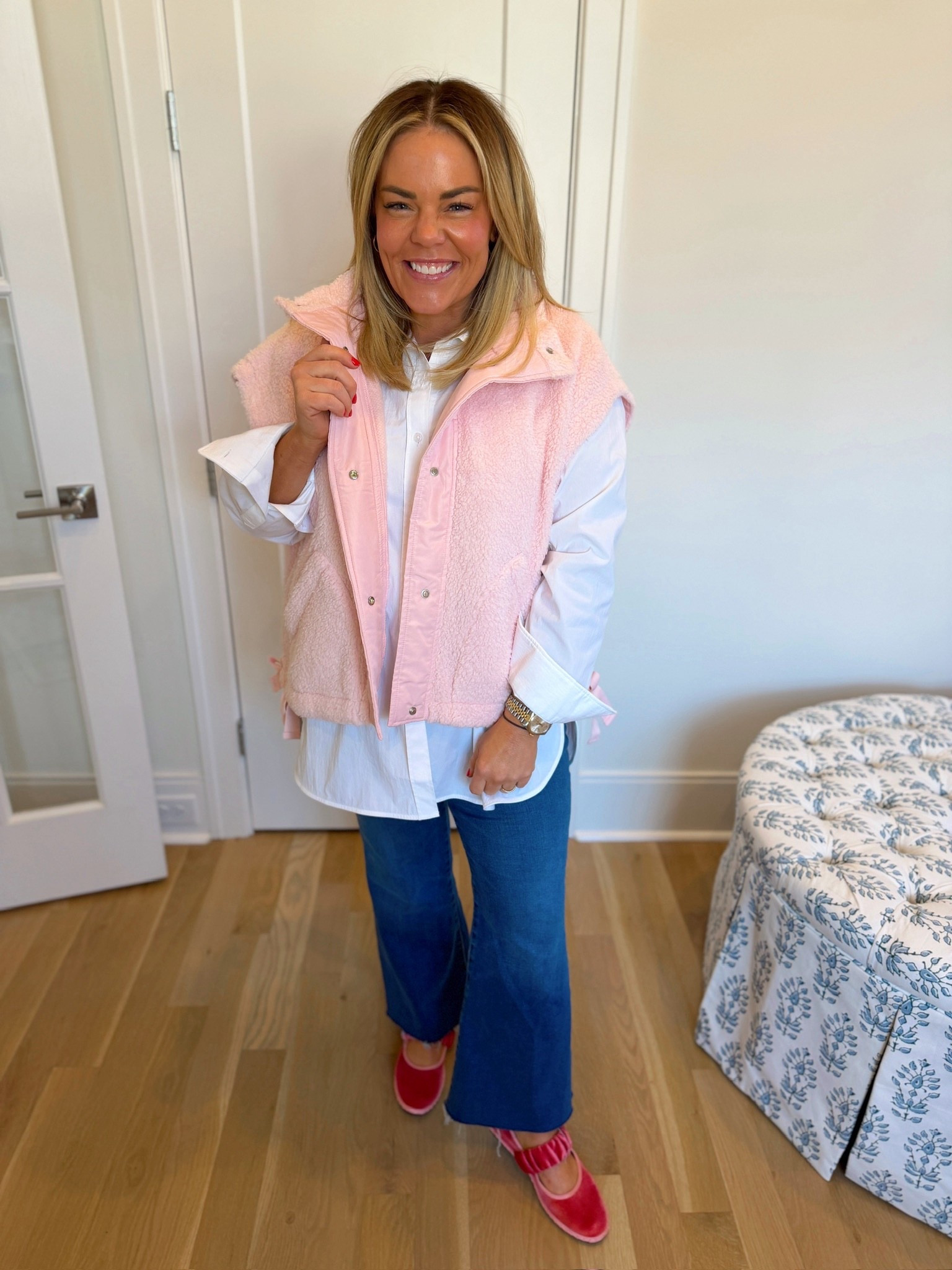 pink sherpa vest, valentines day outfit, casual vest look, casual denim outfit, trendy outfit, women’s fashion, chic style, valentines day ootd 

#LTKSeasonal #LTKootd