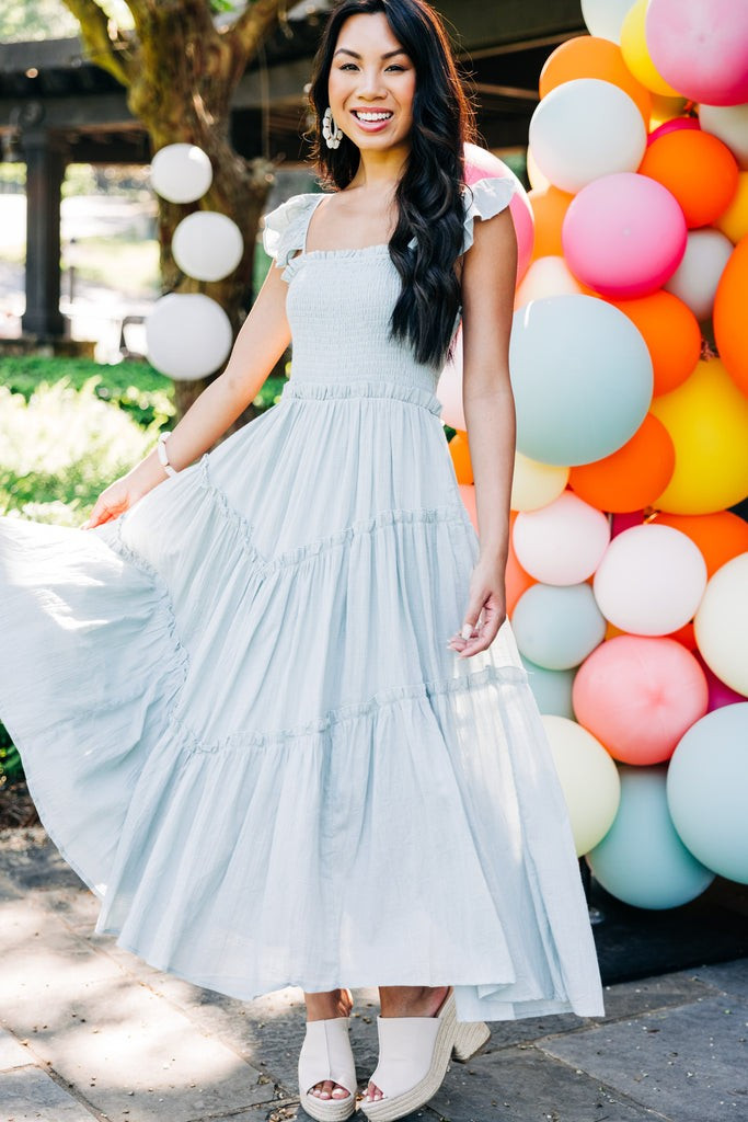 Pleasant Views Sage Green Smocked Midi Dress | The Mint Julep Boutique