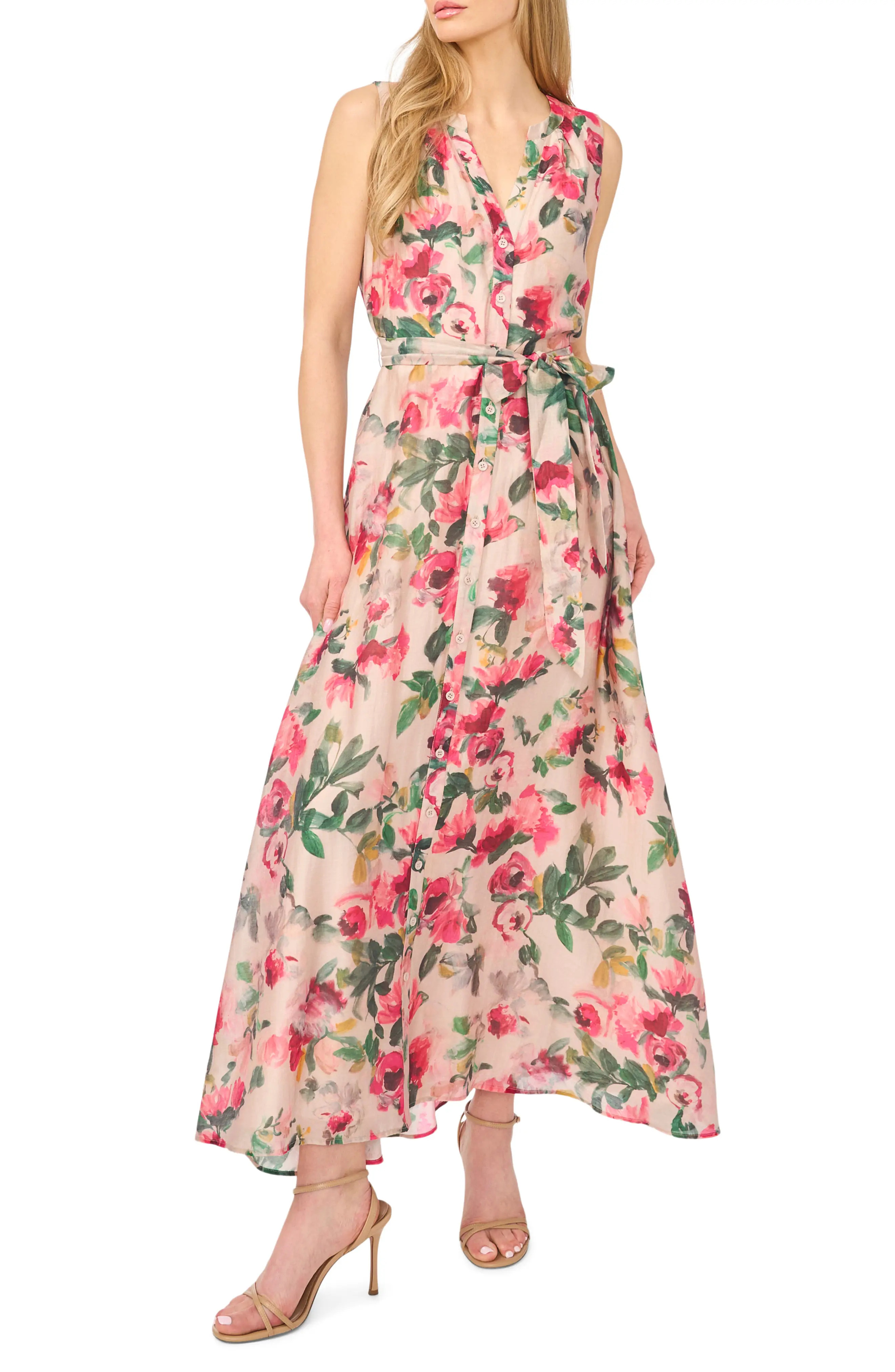 Halogen® Tie Waist Maxi Dress (Women) | Nordstrom | Nordstrom