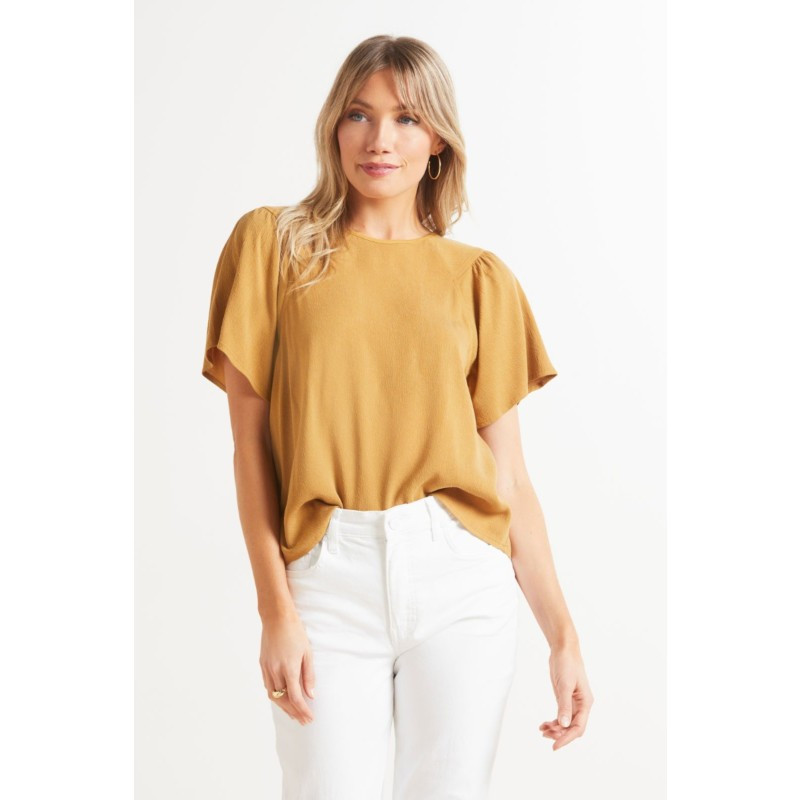ROAN + RYAN Cali Ruffle Woven Tee | EVEREVE | Evereve