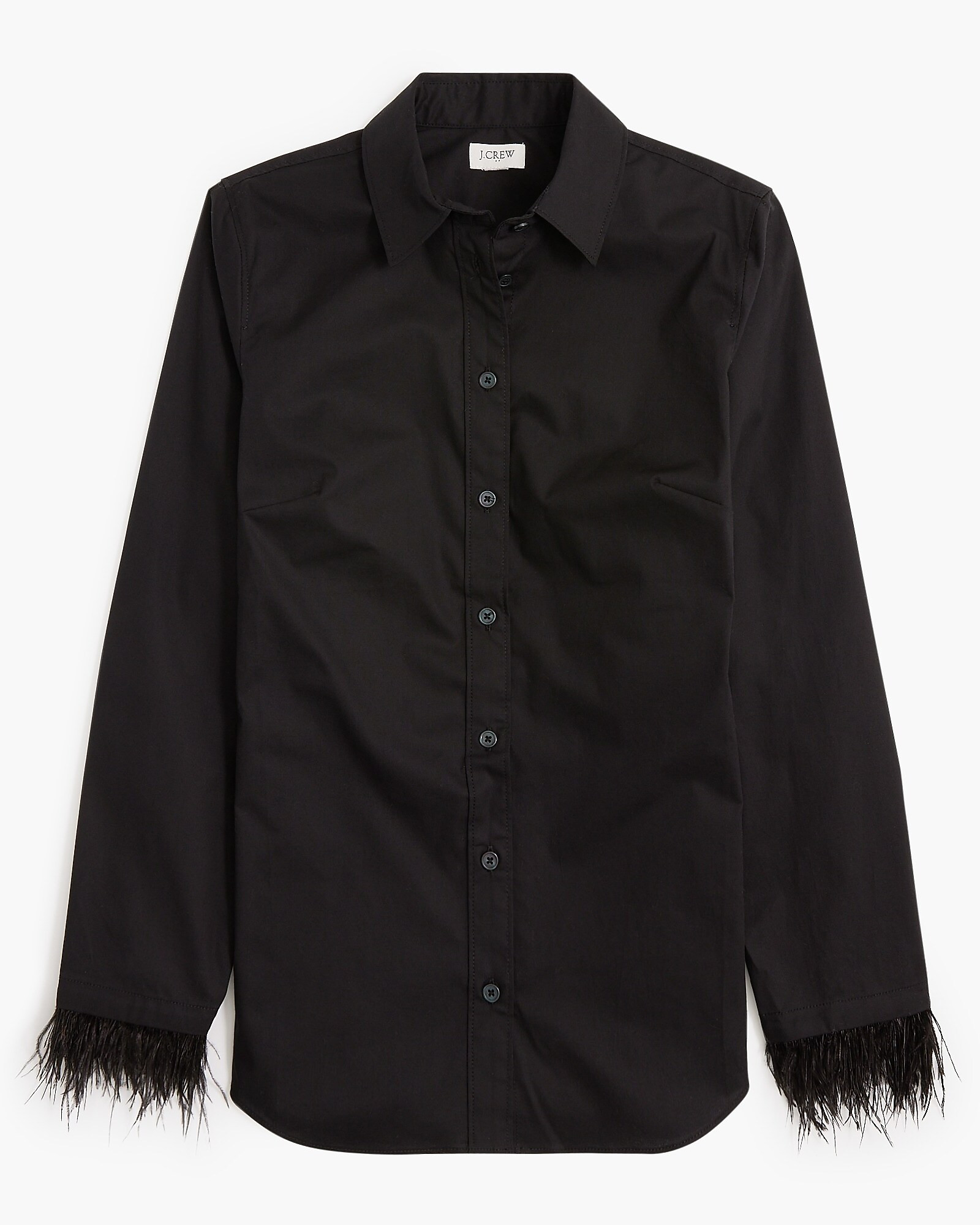 Feather-trimmed button-up shirt in signature fit | J.Crew Factory