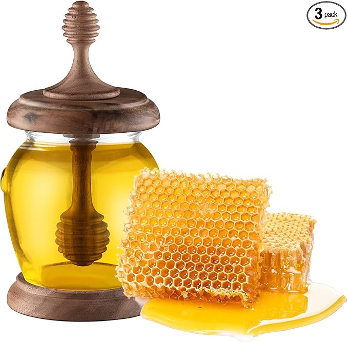 XIONGXIONG North American Black Walnut Lid Honey Jar -10.14 oz Quality Glass - Ideal for Honey an... | Amazon (US)