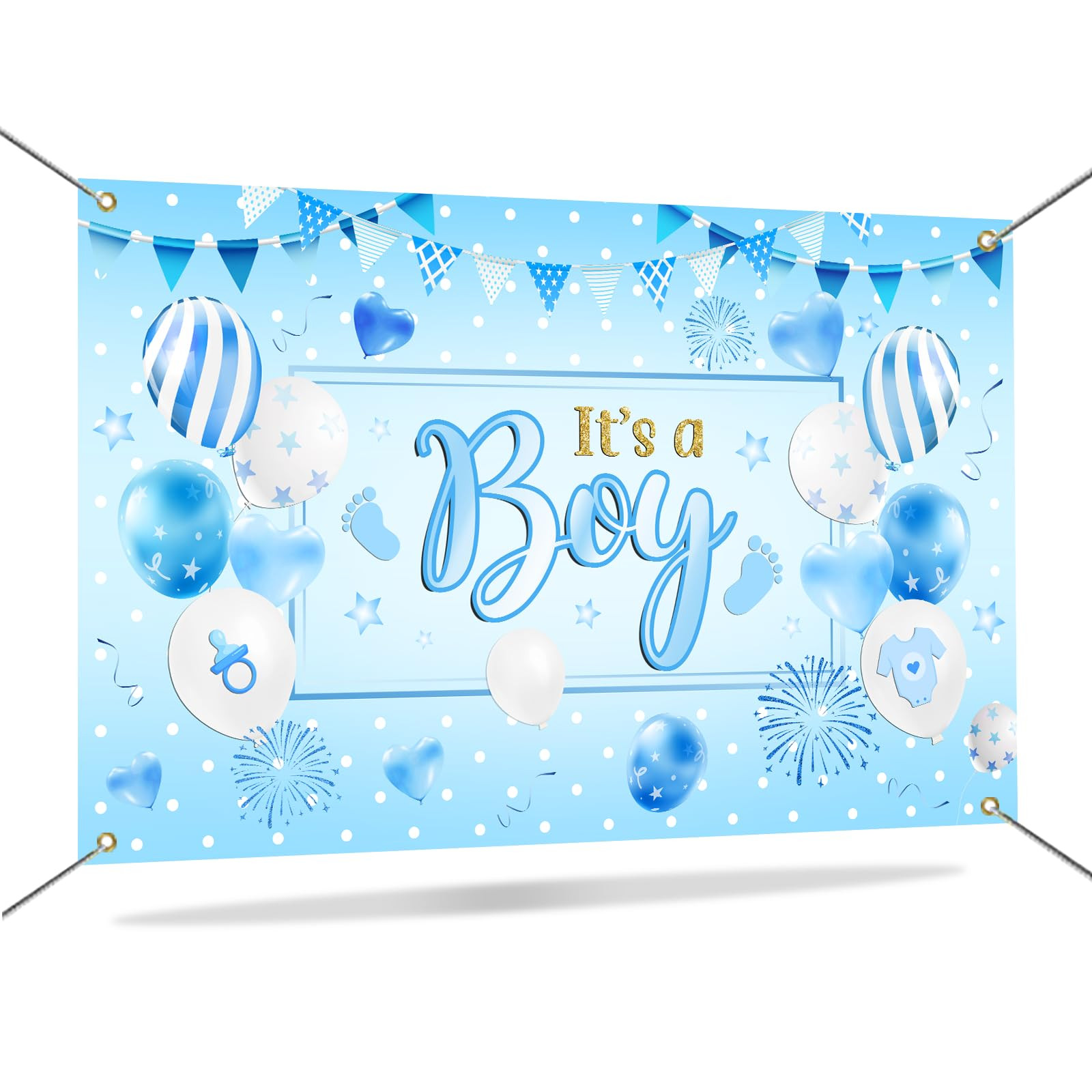 Mocsicka Blue Baby Shower Backdrop for Boy Its a Boy Banner Blue Balloons Baby Boy Shower Decorat... | Amazon (US)