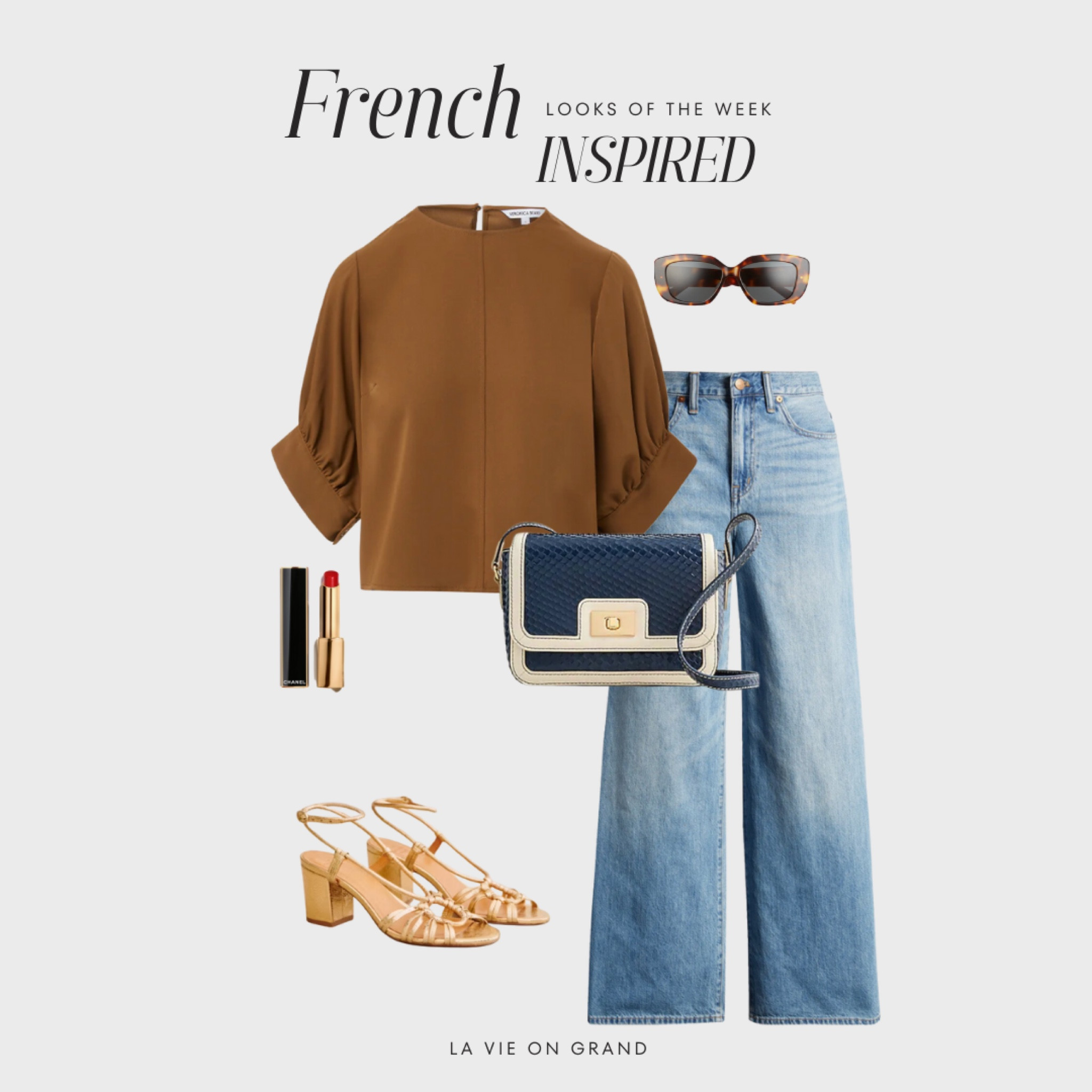 Looks of the week 
French inspired 
Veronica beard top
Madewell wide leg denim
J. Crew bag 
Sèzane Gold sandals 
Chanel lipstick no. 887

Love the look of the navy with camel and gold combination. Easy summer to fall transition. 

#LTKOver40 #LTKStyleTip #LTKSeasonal