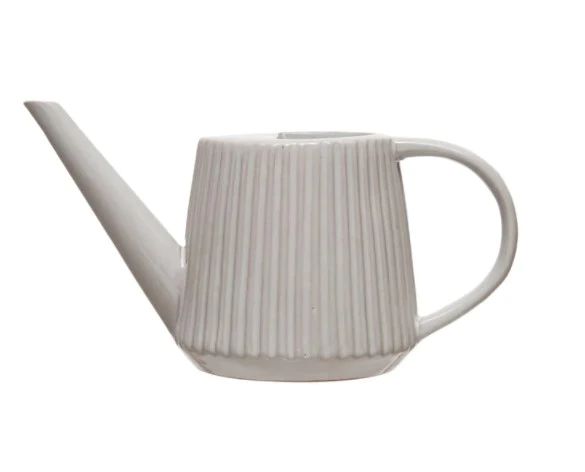 9" Stoneware Fluted Watering Can with Reactive Glaze | The Nested Fig
