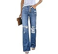 LookbookStore High Waisted Ripped Flare Jeans for Women Distressed Bell Bottom Jeans Wide Leg Pan... | Amazon (US)